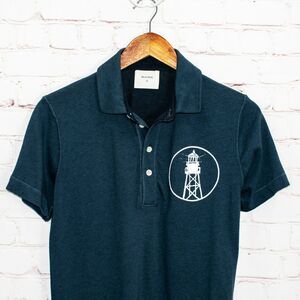 BILLY REID Men's Polo Shirt Blue Cotton life tower print size Small